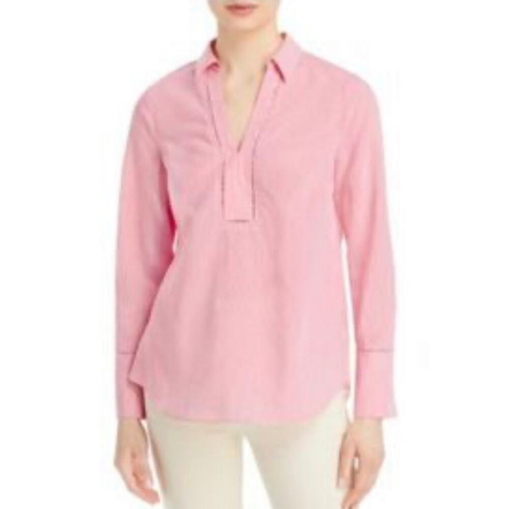 Kobi Halperin Red Striped Long Sleeve V Neck Shirt